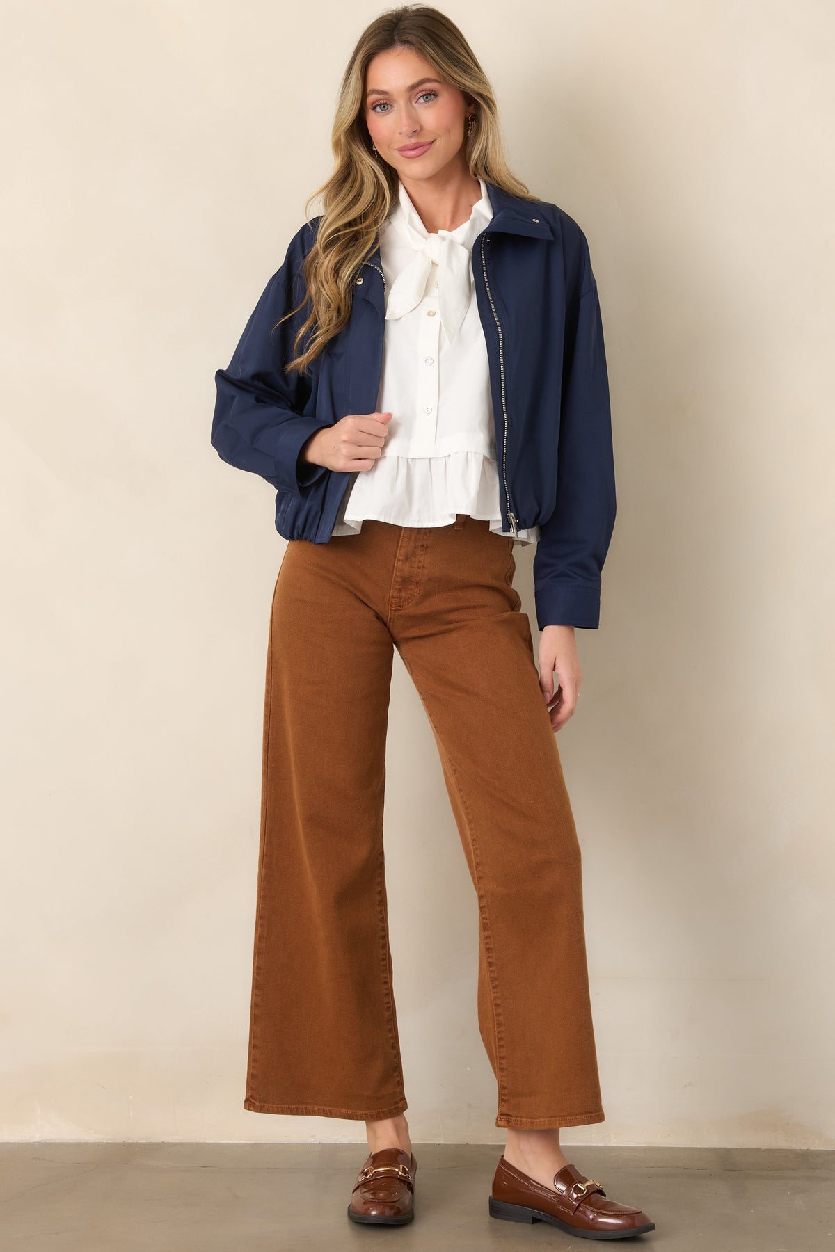 Penny For Your Thoughts Rust High Rise Wide Leg Jeans