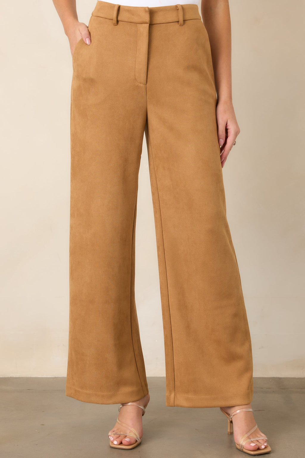 All Part of the Plan Camel Faux Suede Wide Leg Pants