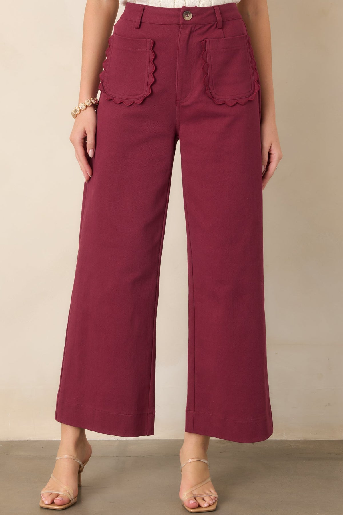 Memories Made Burgundy Cotton Wide Leg Pants
