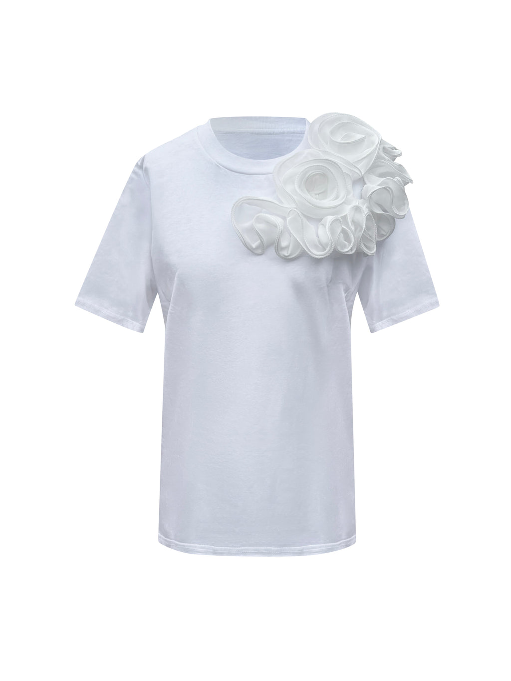 White Side Roses Cotton T-Shirt