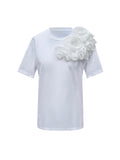 White Side Roses Cotton T-Shirt