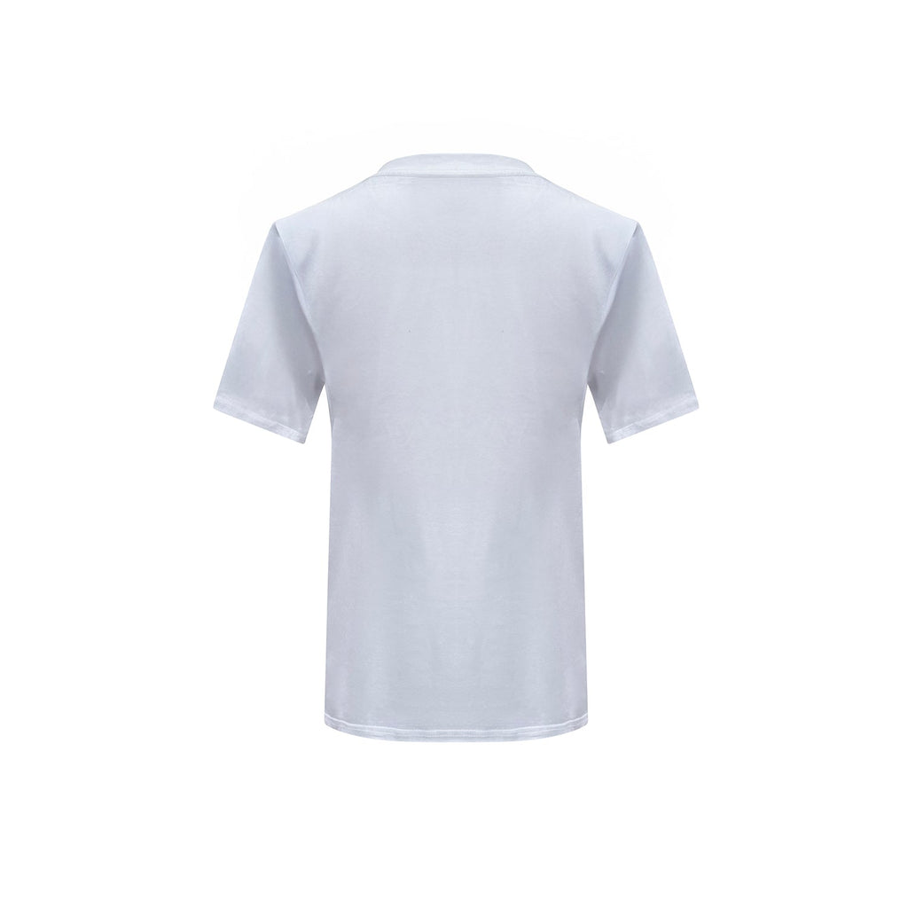 Flower Toma White Cotton T-Shirt With Pink Central Roses