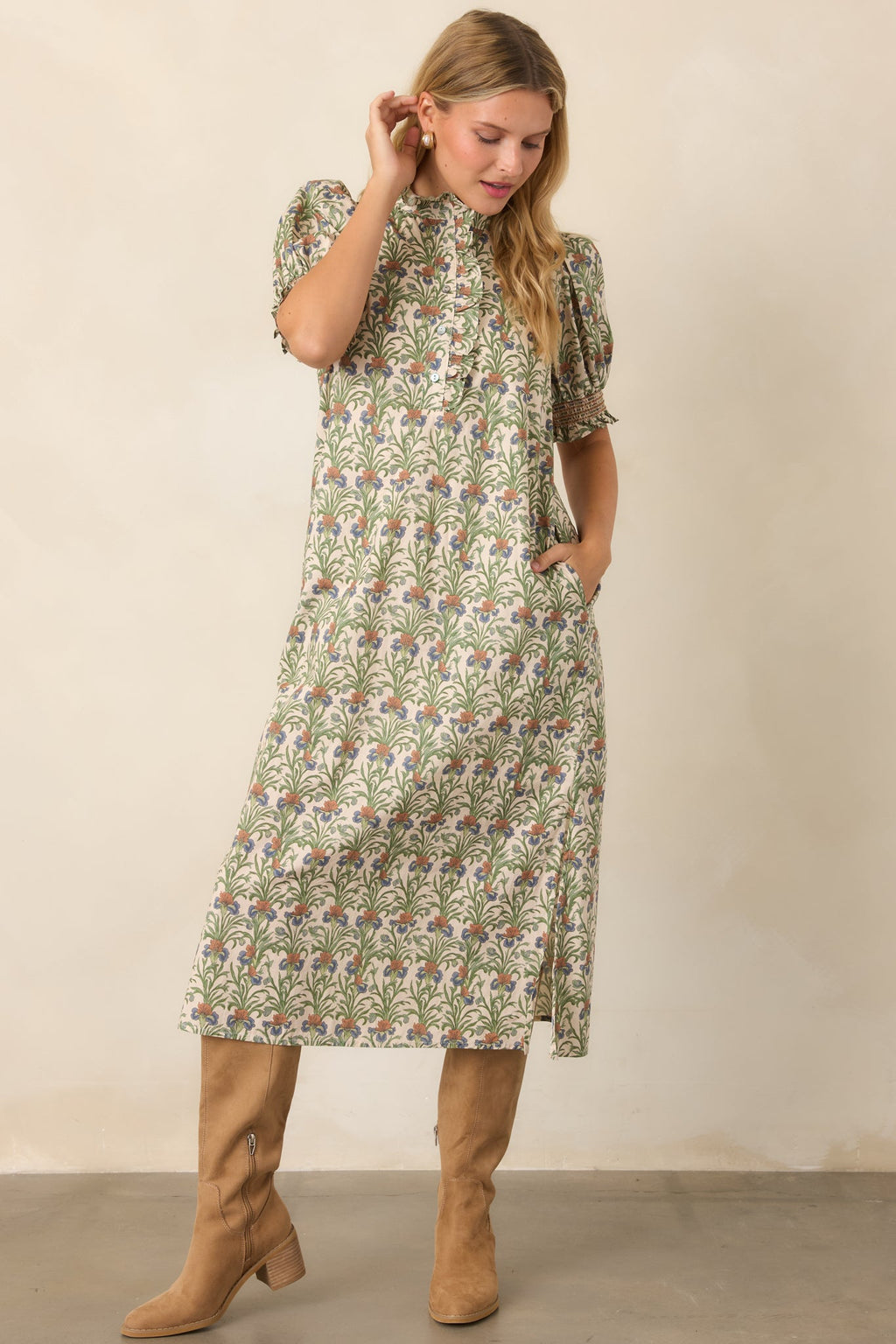 Good to Be Here Ivory Multi Floral Midi Dress