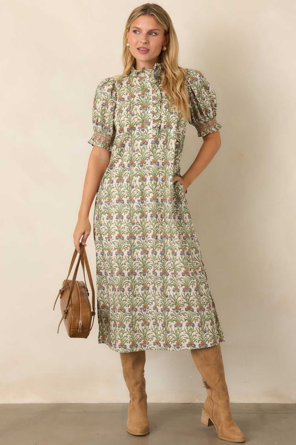 Good to Be Here Ivory Multi Floral Midi Dress