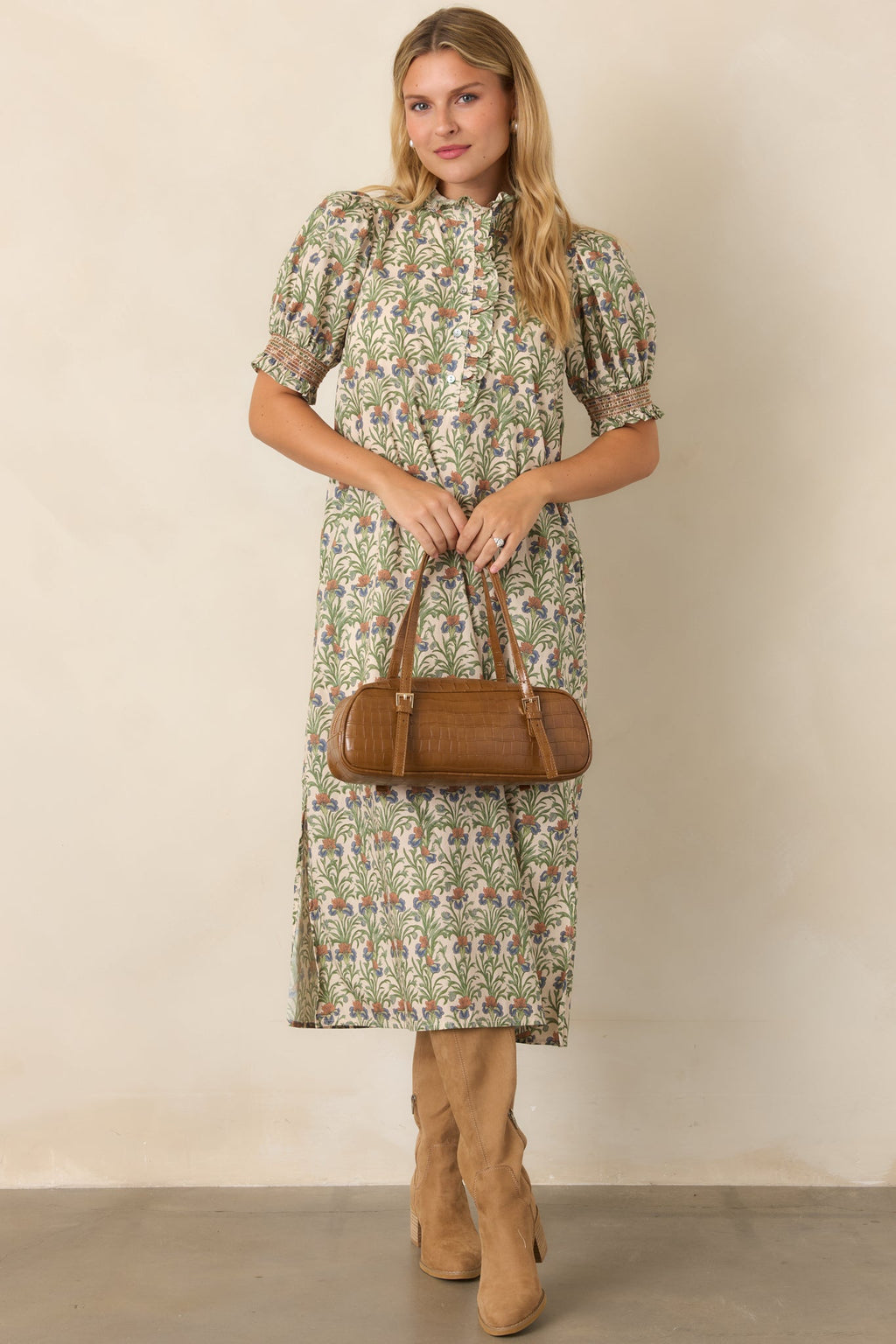 Good to Be Here Ivory Multi Floral Midi Dress