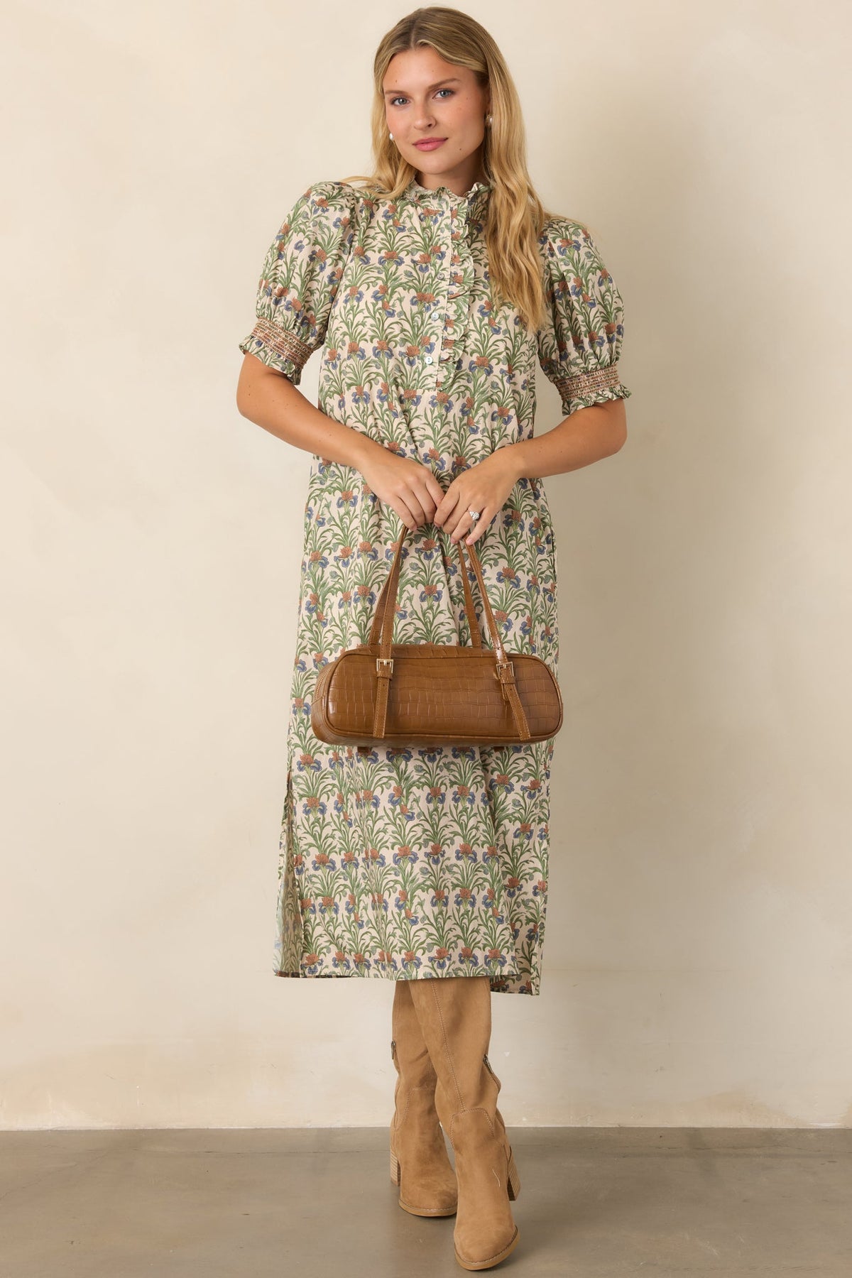 Good to Be Here Ivory Multi Floral Midi Dress