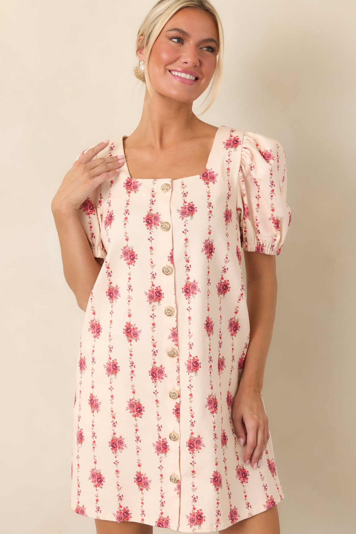Garden Keepsake Ivory Floral Cotton Mini Dress