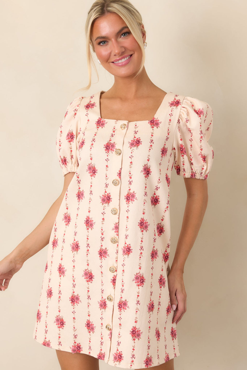 Garden Keepsake Ivory Floral Cotton Mini Dress