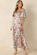Rosewood Romance Ivory Multi Floral Flutter Sleeve Maxi Dress