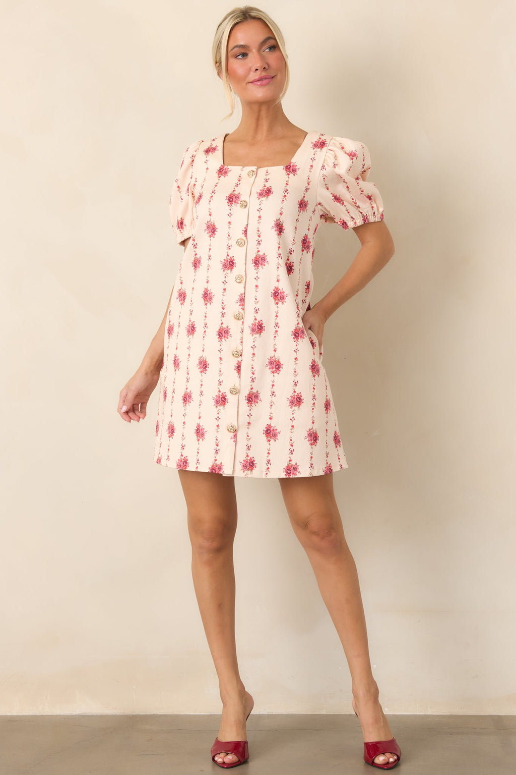 Garden Keepsake Ivory Floral Cotton Mini Dress