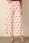 Rose Trellis Ivory Floral Cotton Wide Leg Pants