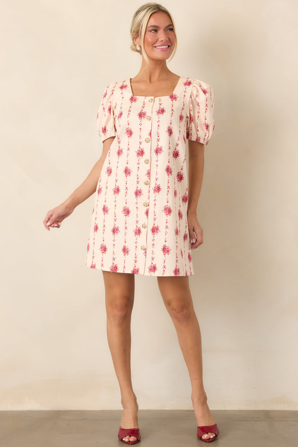 Garden Keepsake Ivory Floral Cotton Mini Dress