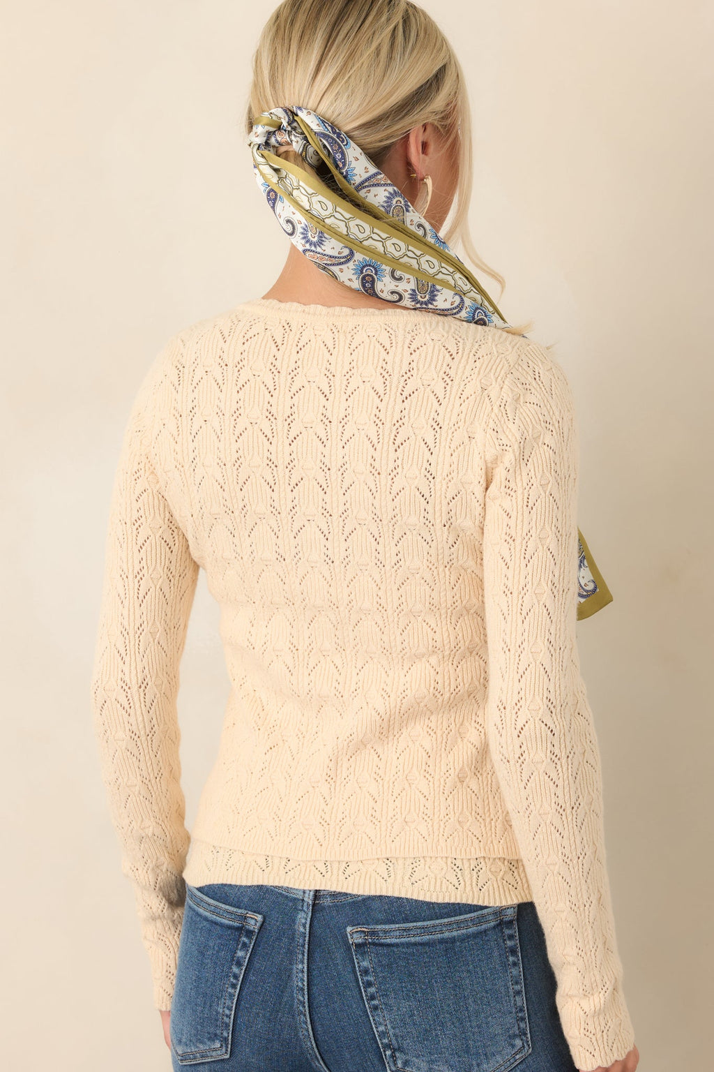 Above All Else Ivory Pointelle Knit Button Up Cardigan