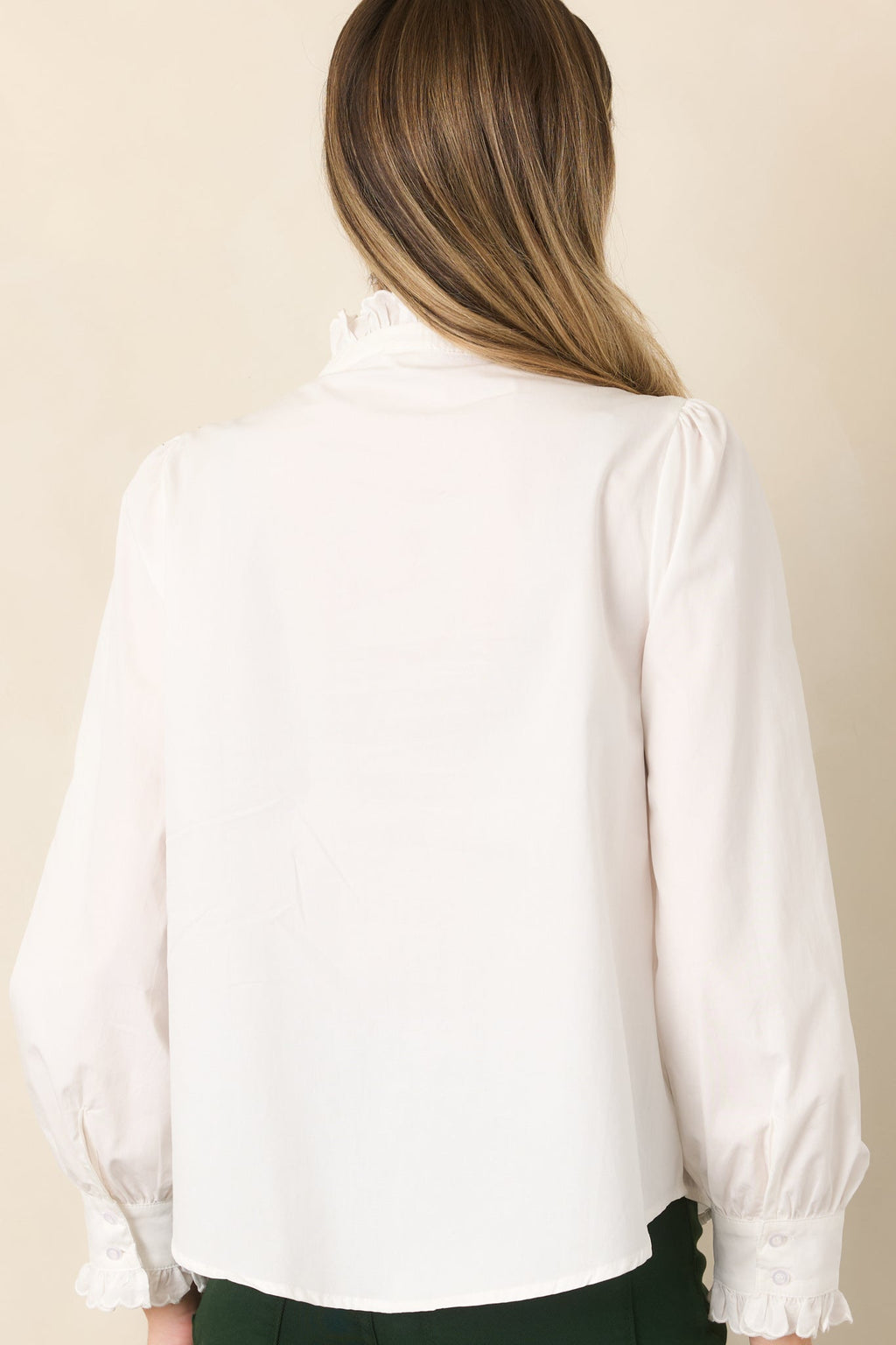 Up In The Air Ivory Ruffle Pintuck Button-Up Blouse