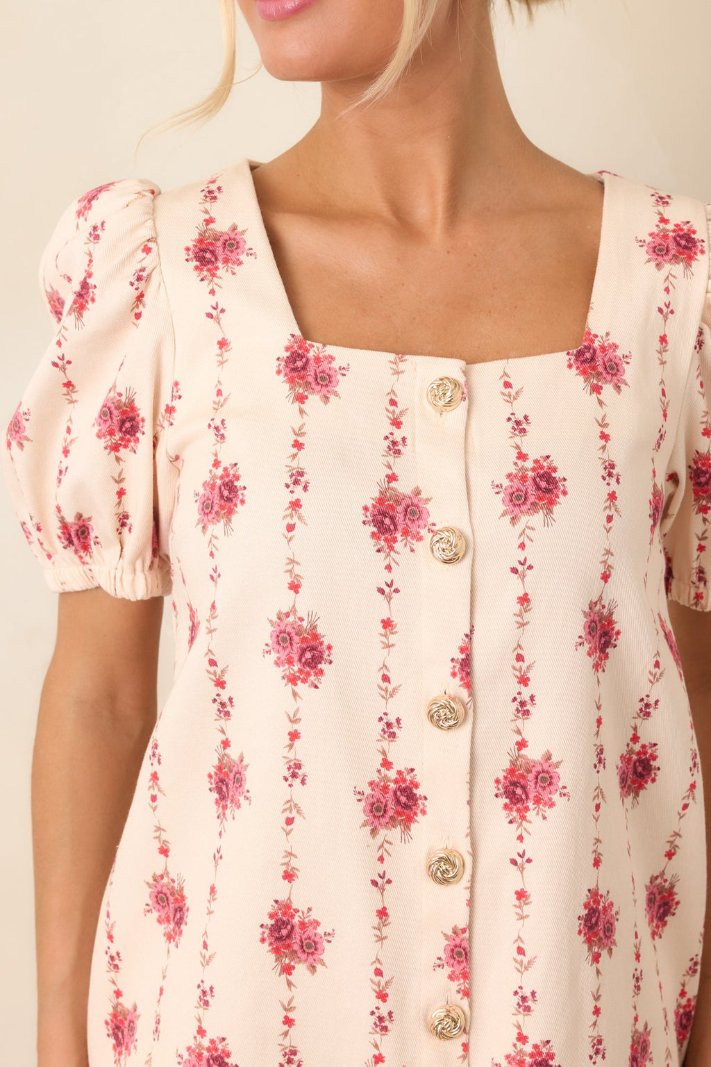 Garden Keepsake Ivory Floral Cotton Mini Dress