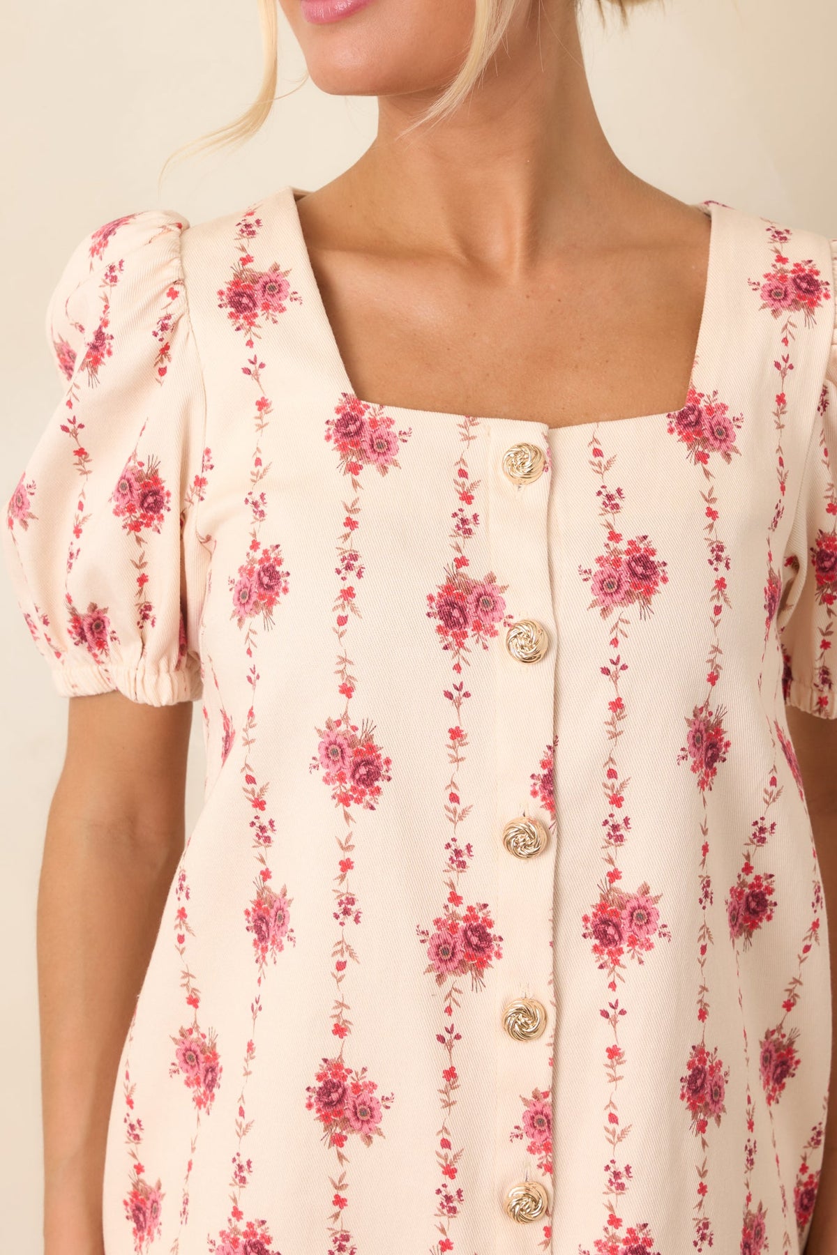Garden Keepsake Ivory Floral Cotton Mini Dress