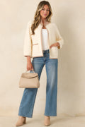 That Should Do It Ivory Contrast Trim Horsebit Cardigan