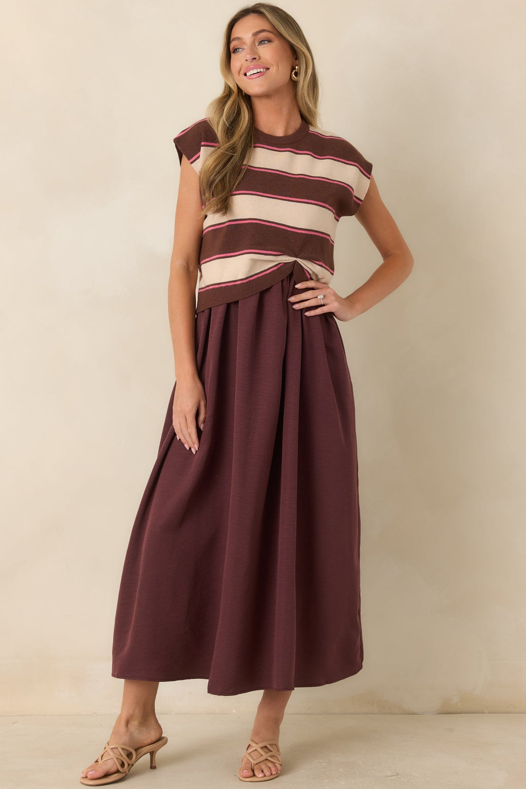 One More Chapter Cocoa Berry Layered Maxi Dress