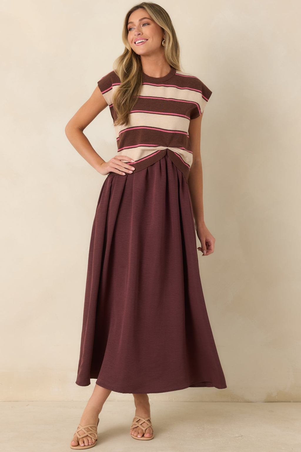 One More Chapter Cocoa Berry Layered Maxi Dress
