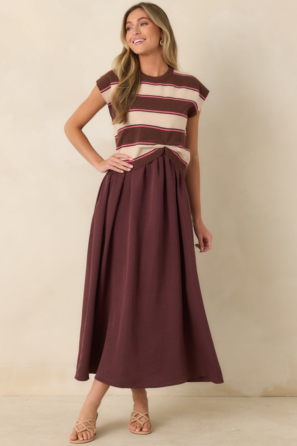 One More Chapter Cocoa Berry Layered Maxi Dress