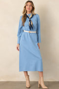 Simply Put Together Sky Blue Relaxed Knit Shift Midi Dress