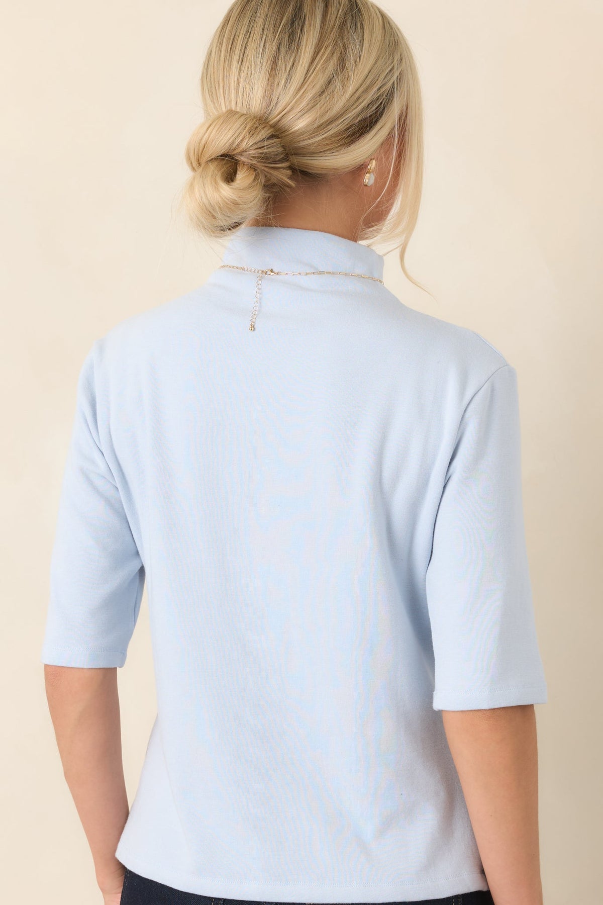 Simply Well Put Light Blue Mock Neck Top