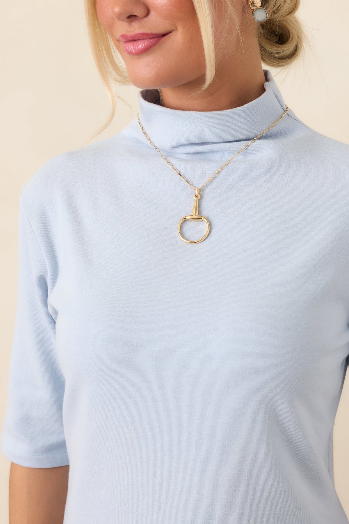Simply Well Put Light Blue Mock Neck Top