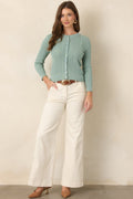 Hello Sunshine Sage Green Pointelle Knit Cardigan