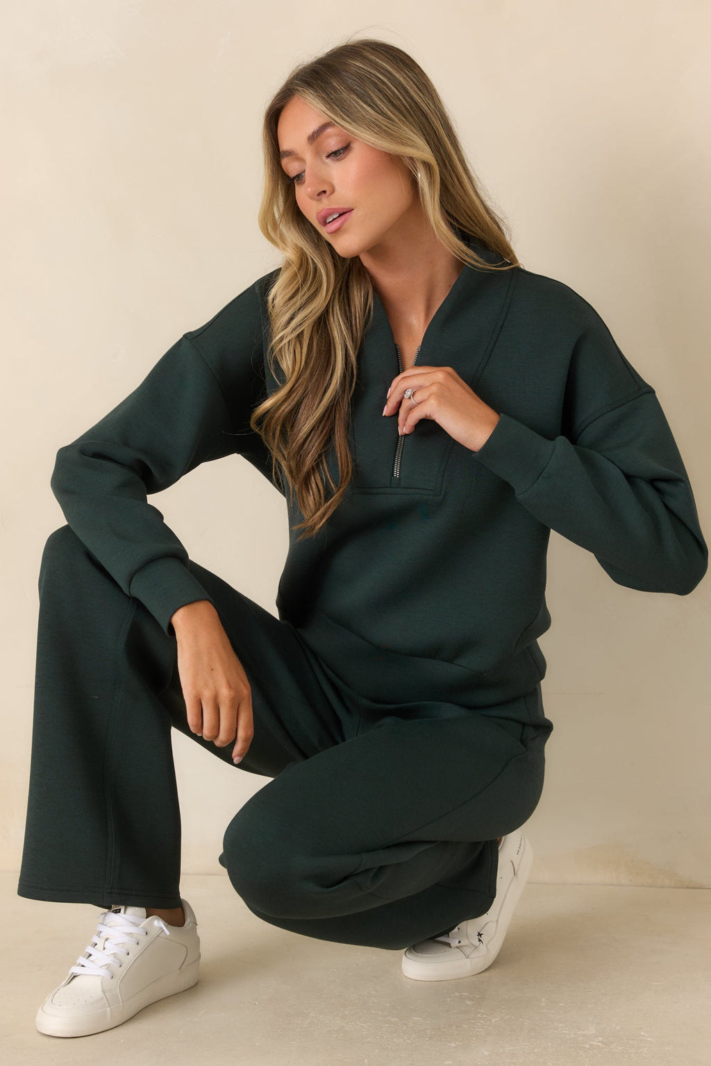 SPANX AirEssentials® Night Forest Heather Shawl Collar Half Zip Pullover