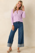 Hello Sunshine Lilac Pointelle Knit Cardigan