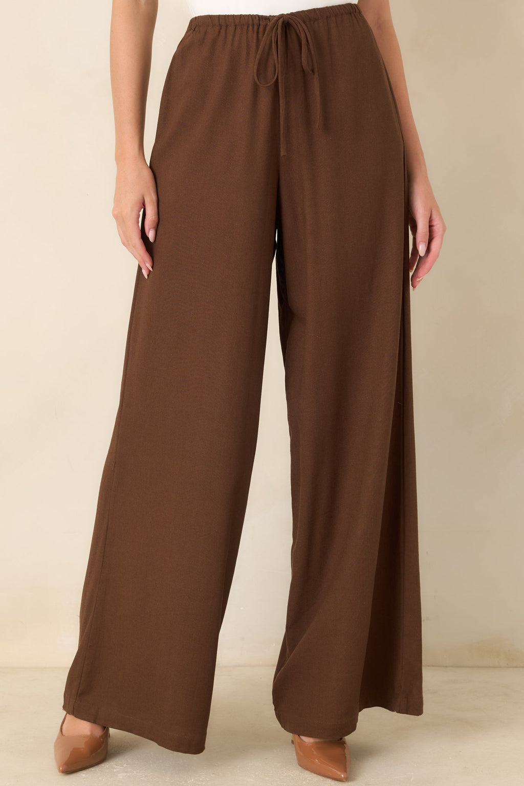 She’s Got Grace Brown Linen Blend Wide Leg Pants