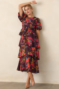 Something to Believe In Plum Multi Floral Tiered Maxi Dress