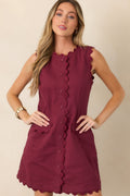 On the Same Wavelength Wine Red Ric Rac Trim Mini Dress
