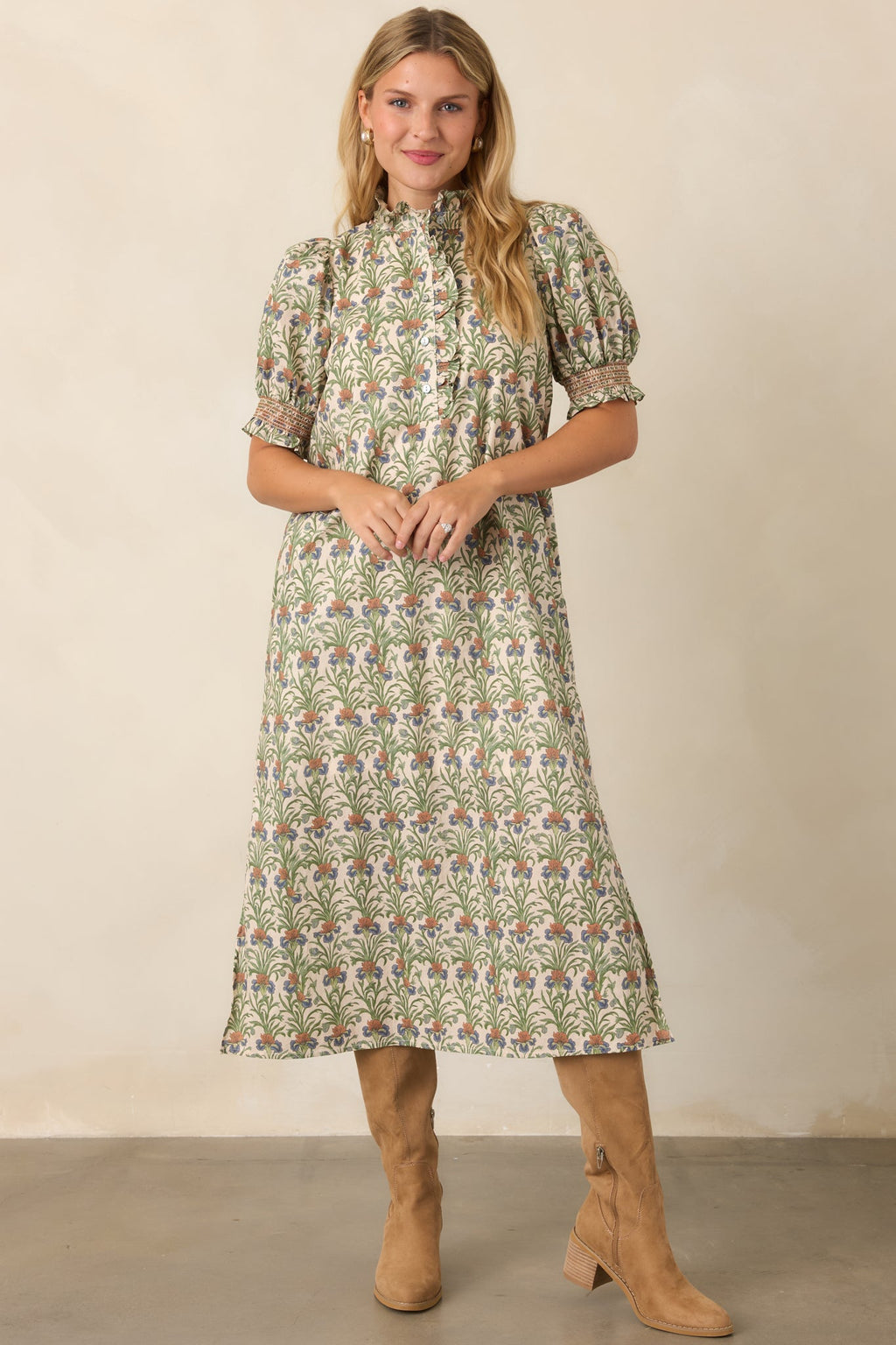 Good to Be Here Ivory Multi Floral Midi Dress