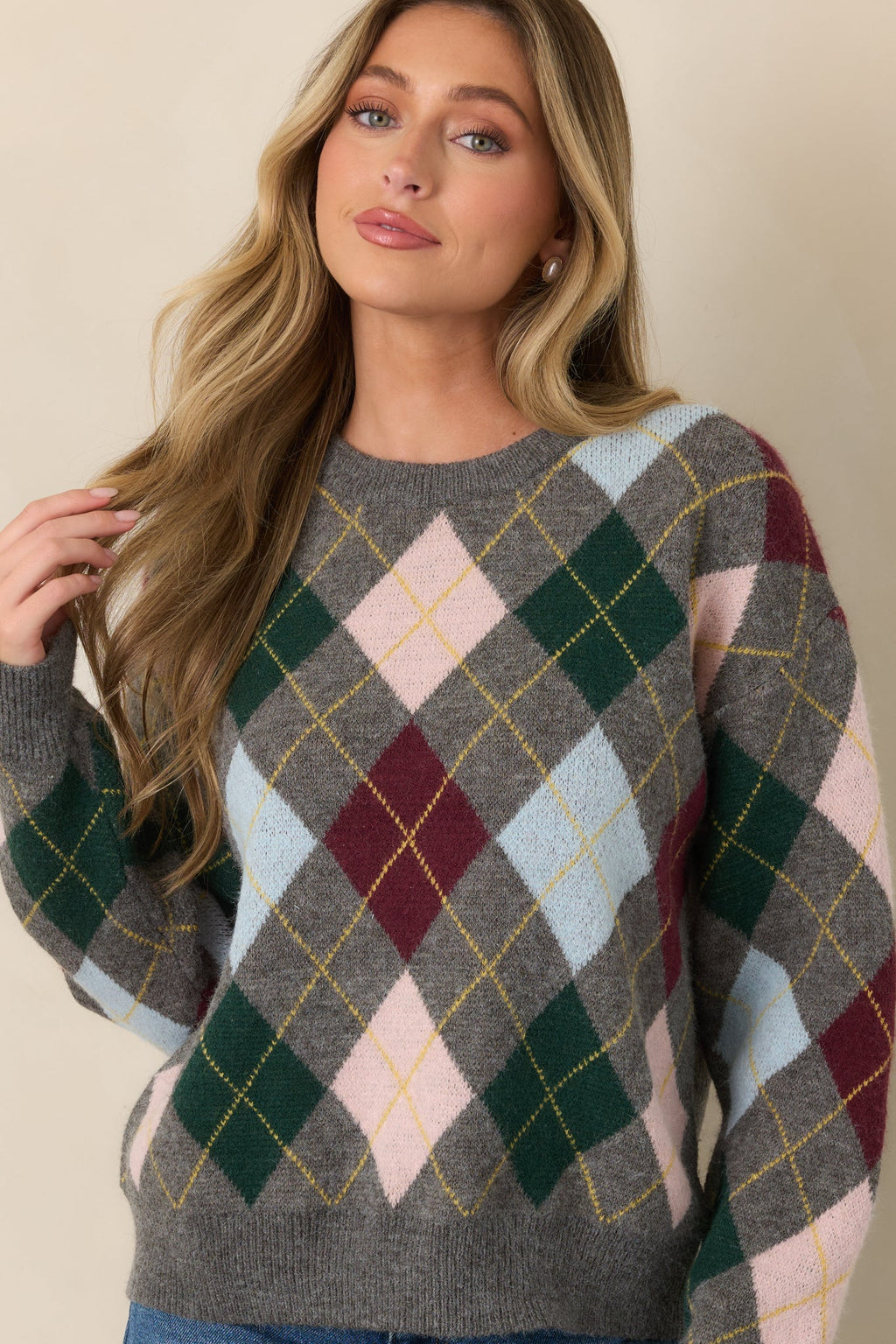 Good Thinking Grey Multi Argyle Sweater