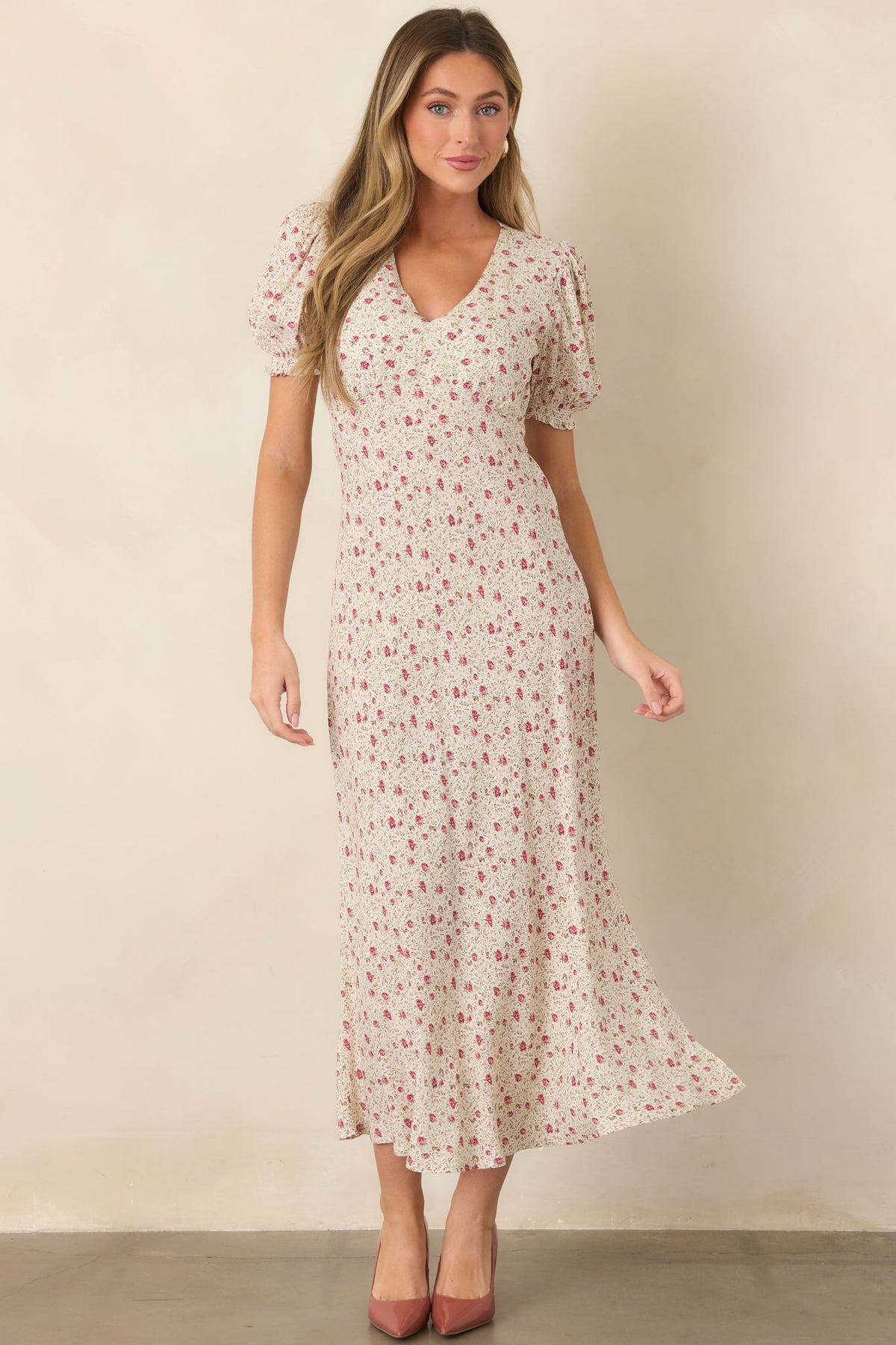 Where We Belong Dusty Pink Floral Short Sleeve Maxi Dress