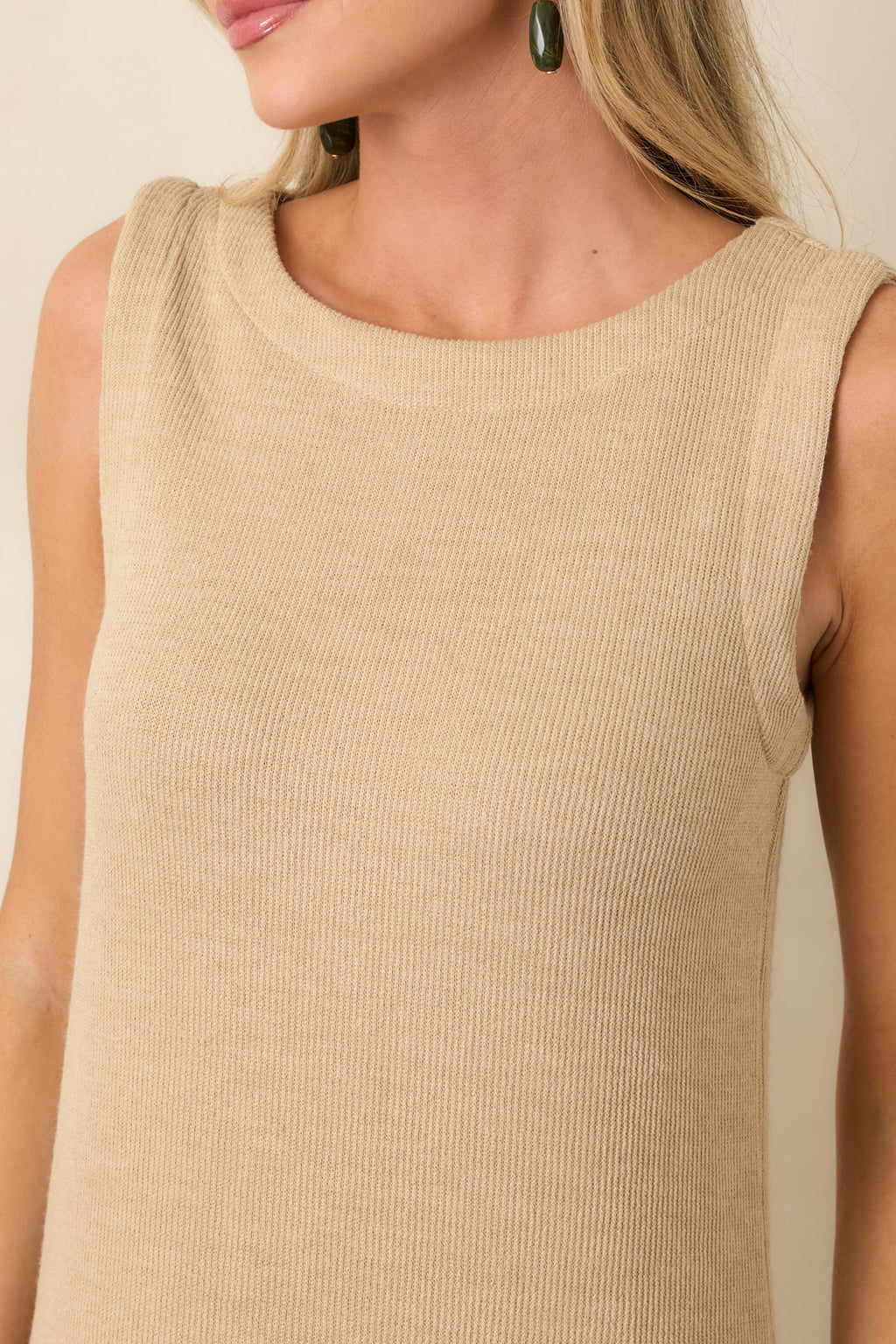 Soft Horizons Natural Rib Knit Button Back Midi Dress