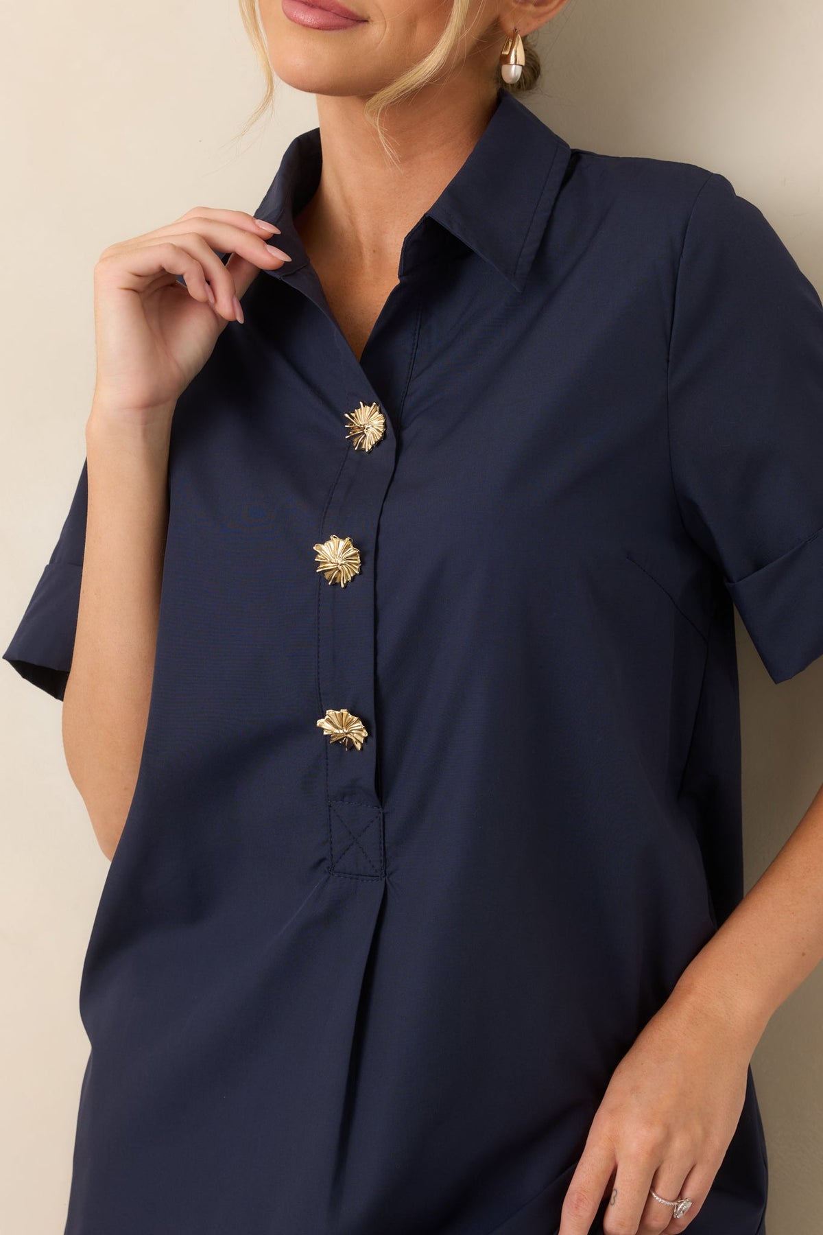 Read the Signs Navy Short Sleeve Maxi Dress
