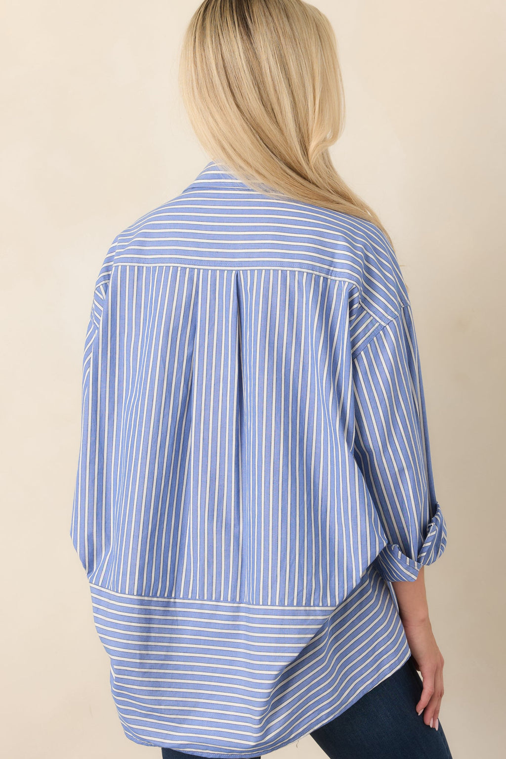 Just What You Wanted Navy Stripe Cotton Button Up Shirt