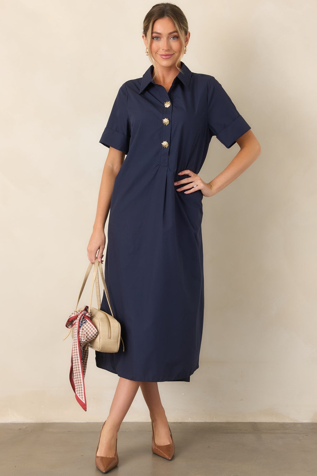 Read the Signs Navy Short Sleeve Maxi Dress