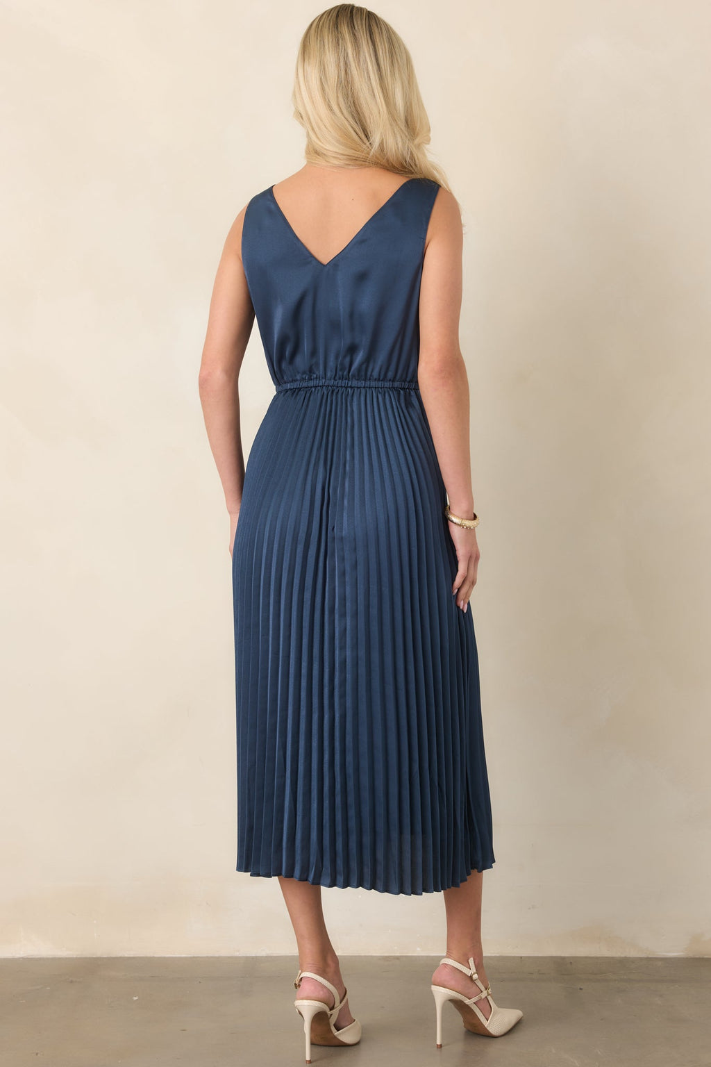 Take A Little Time Navy Knit Sweater Satin Midi Dress Set