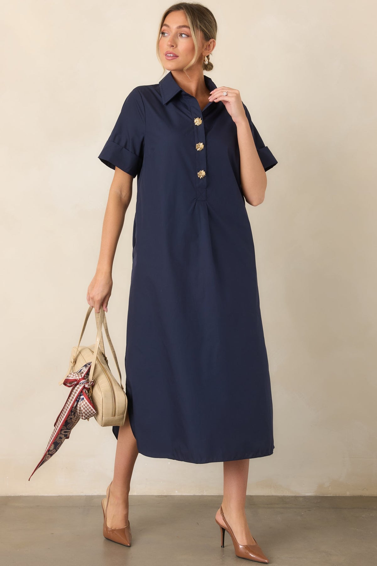 Read the Signs Navy Short Sleeve Maxi Dress