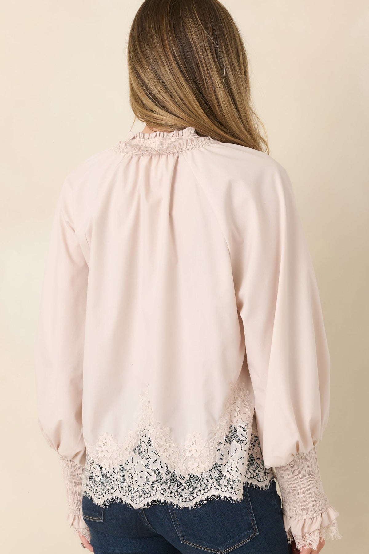 Grace in the Details Pearl Lace Trim Blouse