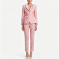 Pink Floral Embroidered Women’s Suit – Elegant Blazer and Trousers Set