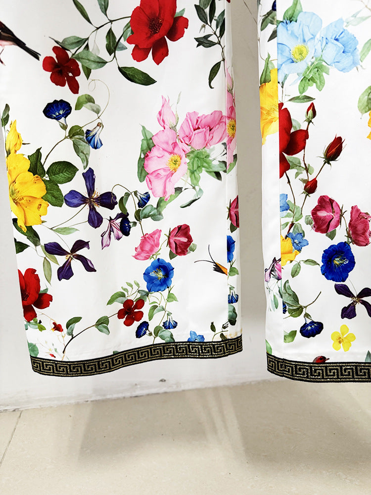 Designer Inspired Floral White Blazer & Pants Trousers Set Suit