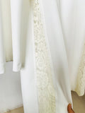 Women White Pants Suit Lace Cut Out Decor Top + Flare Trousers