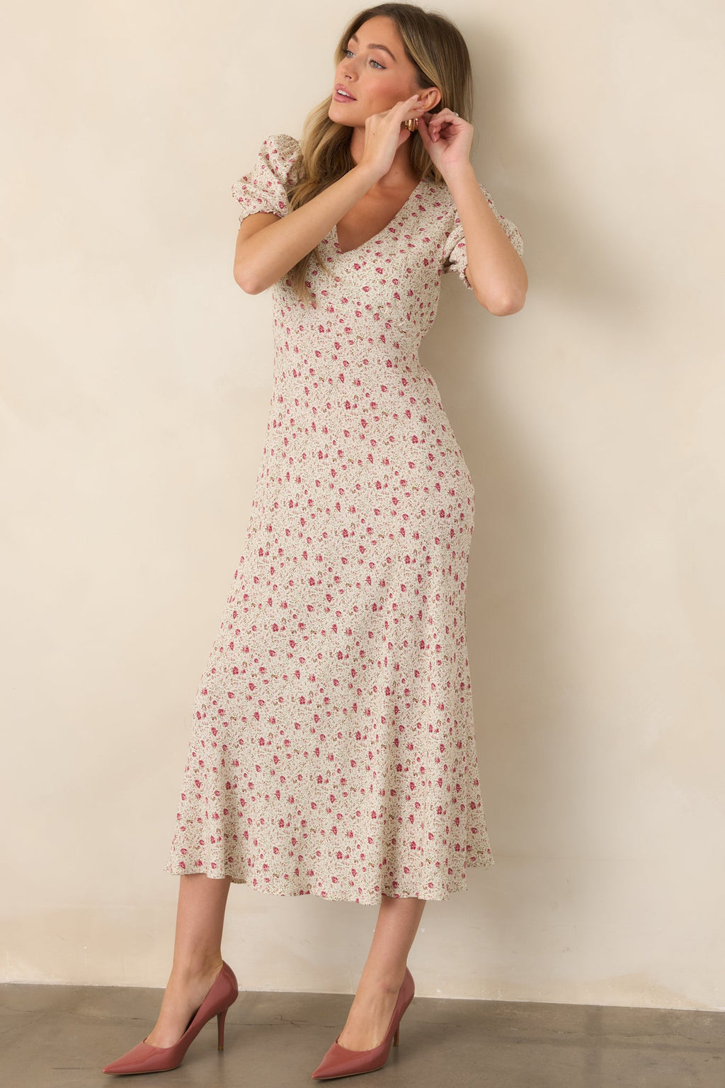Where We Belong Dusty Pink Floral Short Sleeve Maxi Dress