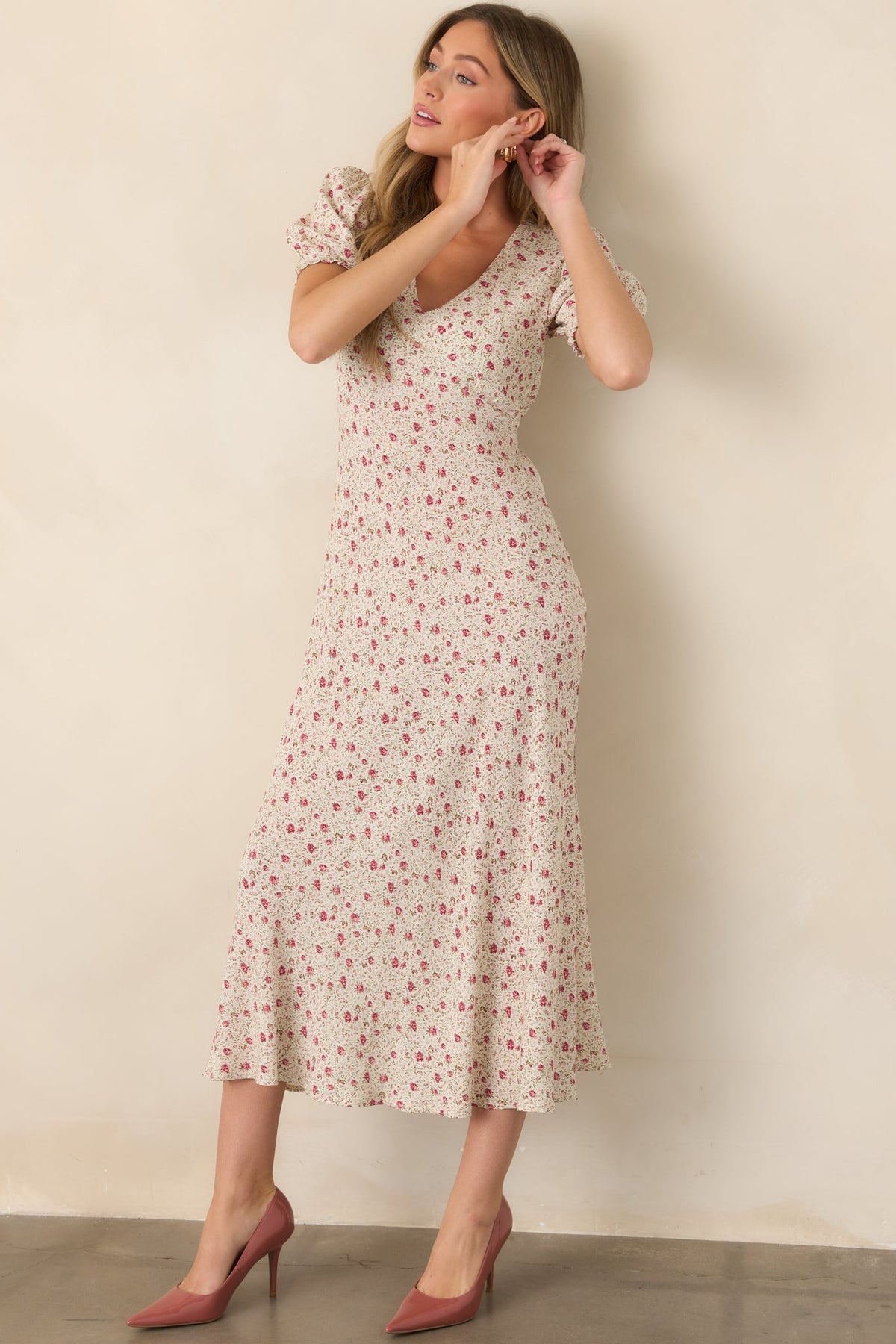 Where We Belong Dusty Pink Floral Short Sleeve Maxi Dress