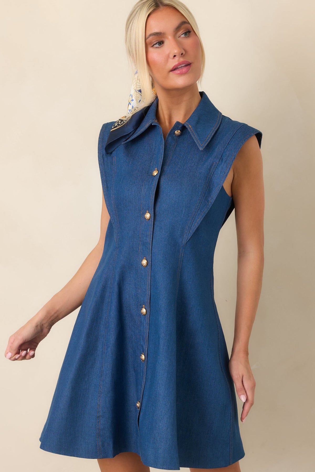 Anna Cate Albie Dark Wash Denim Button Front Mini Dress