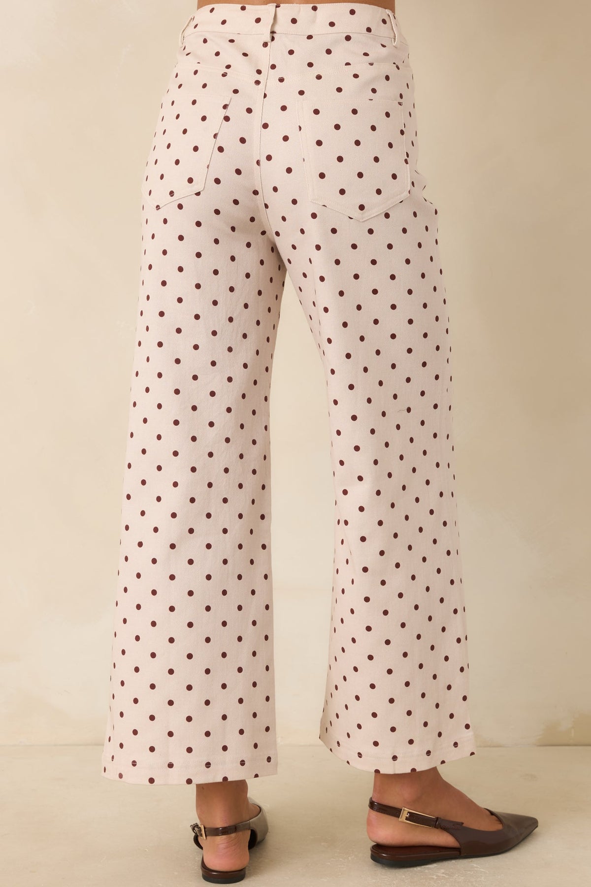 A Spot of Style Ivory & Brown Polka Dot Cotton Pants
